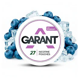 Garant Ice Blueberry Medium Nicotine Pouches Dose mit Beeren-Motiv im flachen Design