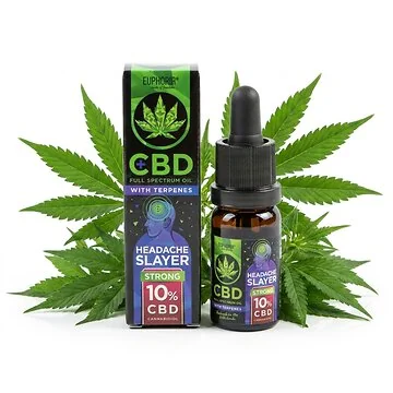 Euphoria 10% CBD Öl mit Terpene Headache Slayer in 10ml Dunkelglasflasche