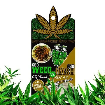 Euphoria CBD Weed OG Kush vs CBD Hash AK 47 Kombiset aus Blüten und Haschisch