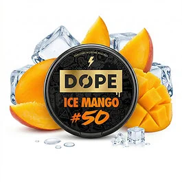 Dope Ice Mango 50 Nikotinbeutel Dose mit tropischem Fruchtdesign