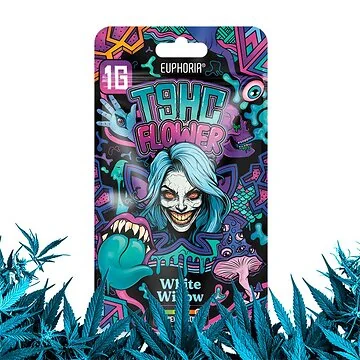 Euphoria T9HC Flowers White Widow Packshot - Veredelte Nutzhanfblüten im aromageschützten Doypack