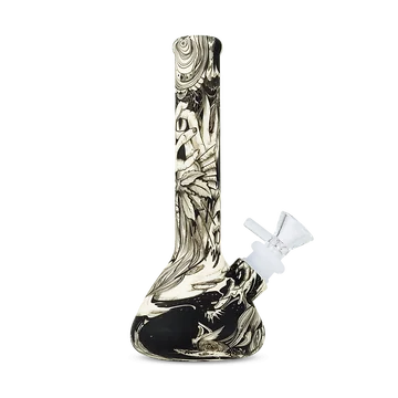 Die unkaputtbare Euphoria Silicon Bong Mystical im farbenfrohen, psychedelischen Design auf neutralem Hintergrund.