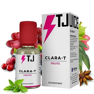 T-Juice Clara-T 30ml Aromakonzentrat Flasche mit Beeren- und Menthol-Design