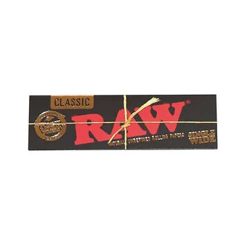 RAW Black Classic Single Wide Rolling Papers doppelt gepresste ungebleichte Blaettchen