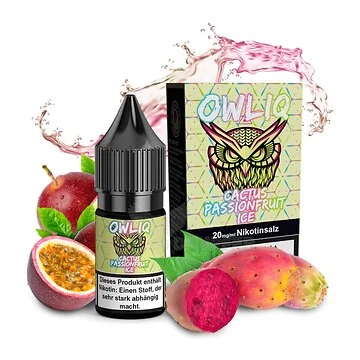 OWLIQ Overdosed Cactus Passionsfrucht Ice Nikotinsalz Flasche mit exotischem Design auf weißem Grund