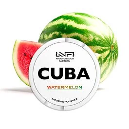 CUBA Nicotine Pouches Watermelon Medium Dose mit fruchtigem Wassermelonen-Motiv im Slim-Format