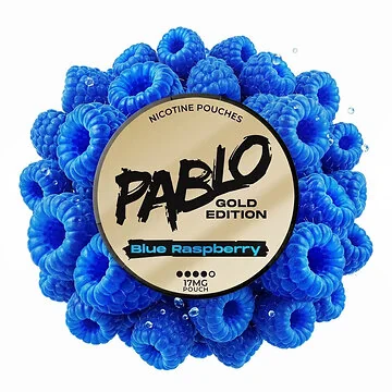 Pablo Gold Blue Raspberry Nicotine Pouches Dose mit Fruchtdesign