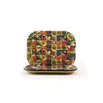 Euphoria Rolling Tray Set small mit Magnetdeckel im bunten Groovy Design