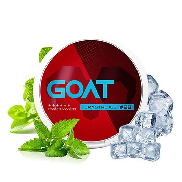 GOAT Nicotine Pouches Crystal Ice Extra Strong Dose mit weißen Slim Beuteln