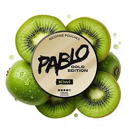 Pablo Gold Kiwi Nikotinbeutel Dose mit feuchten Slim-Beuteln im Gold-Kiwi Design