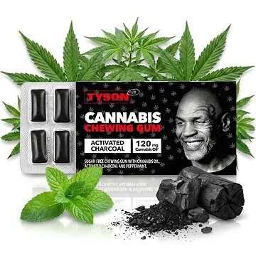 Tyson 2.0 Cannabis Chewing Gum mit Aktivkohle in der Verpackung