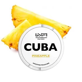 Dose CUBA Pineapple Medium Nicotine Pouches mit tropischem Ananas-Design auf weißem Hintergrund