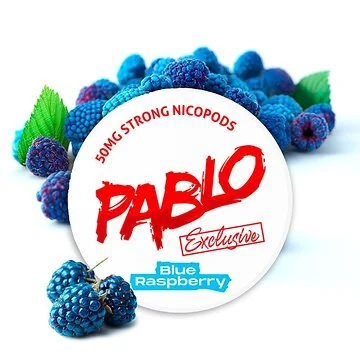 Pablo Nicotine Pouches Exclusive Blue Raspberry Dose im schlanken Slim-Format mit fruchtigem Beeren-Design