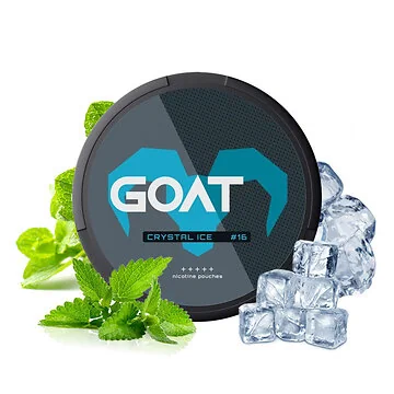 GOAT Nicotine Pouches Crystal Ice Strong Dose im schlanken Slim Format mit eiskaltem Design