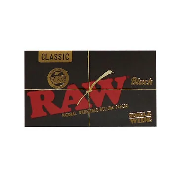 RAW Black Classic Single Wide Double Rolling Papers - Ungebleichte double wide rolling papers in Detailansicht