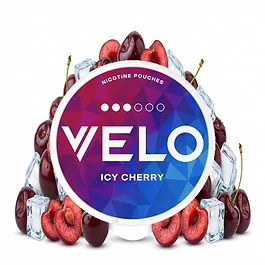 Velo Icy Cherry Dose mit Slim-Nikotinbeuteln, eisig-fruchtiges Kirsche-Sortiment im All-White-Portion