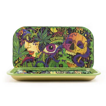 Euphoria Rolling Tray Set with Magnetic Cover Enchanting Hauptansicht mit magnetischem Metalldeckel
