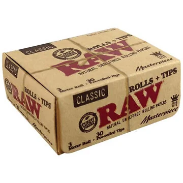 RAW Classic Masterpiece Kingsize Rolls Box mit integrierter Endlosrolle und Schublade mit vorgerollten Tips