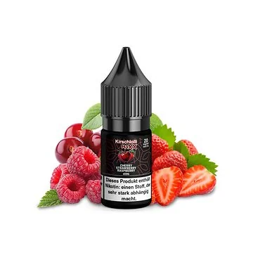 Kirschlolli MAXX Cherry Strawberry Raspberry Nikotinsalz Flasche vor hellem Hintergrund