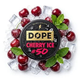 Dope Cherry Ice 50 Nicotine Pouches im Slim-Format mit Kirsch-Design