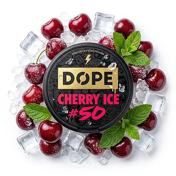 Dope Cherry Ice 50 Nicotine Pouches im Slim-Format mit Kirsch-Design