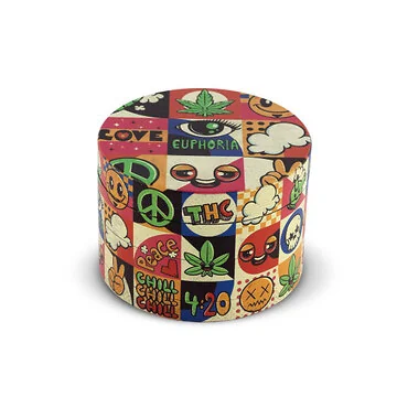 Euphoria Metal Grinder Groovy vierteilige Kräutermühle aus Metall mit buntem Muster