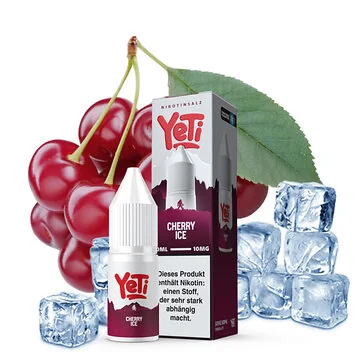 Yeti Summit Cherry Ice Nikotinsalz Liquid Flasche mit Kirschen und Eiswürfeln