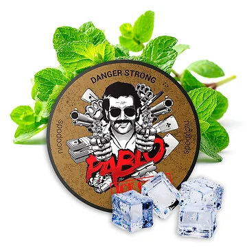 Dose der tabakfreien Pablo Nicotine Pouches Ice Cold mit blau-weißem Eis-Design