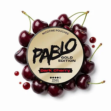 Dose Pablo Gold Dark Cherry Nikotinbeutel im edlen schwarzen Design mit goldenen und roten Akzenten
