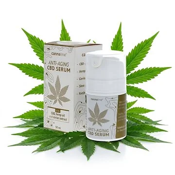 Cannaline CBD Anti-Aging Serum in Glasflasche mit Pipettspender