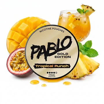 Dose Pablo Gold Tropical Punch All White Nicotine Pouches im Slim-Format