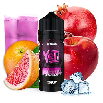 Yeti Frosty Pink Lemonade Overdosed Aroma Flasche vor weißem Hintergrund