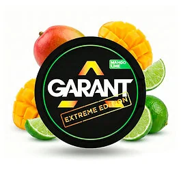 Garant Mango Lime Extreme Nicotine Pouches Dose mit Mango-Limetten-Grafik