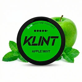 Klint Apple Mint X Strong extra starke Nikotinbeutel Dose im modern gestalteten Apfel-Minz-Design