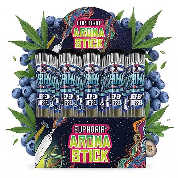 Euphoria T9HC Aromatic Sticks Blueberry Diesel Verkaufsdisplay mit 20 Kräutersticks