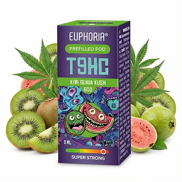 Euphoria T9HC Pod Kiwi Guava Kush Vape Pod mit fruchtigem Kiwi- und Guavengeschmack