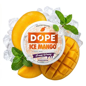 Dope Ice Mango Crazy Strong Nikotinbeutel Dose im Slim Format vor neutralem Hintergrund