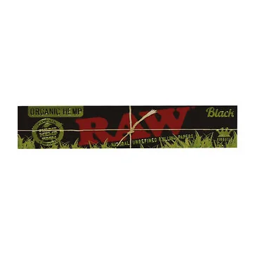 RAW Black Organic Hemp Kingsize Slim Rolling Papers Packung aus ungebleichtem Bio-Hanfpapier