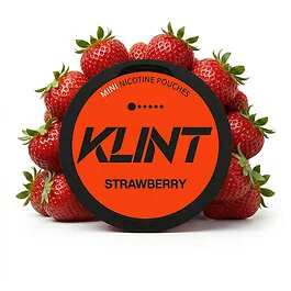 Klint Strawberry Mini Dos mit tabakfreien Nicotine Pouches und Erdbeermotiv