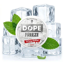 Dope Freeze Strong Nicotine Pouches Dose mit eisig frischem Minz- und Mentholgeschmack für diskreten Genuss