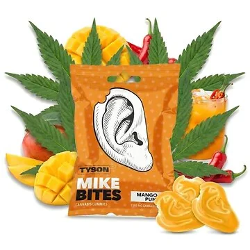 Tyson 2.0 Mike's Bites Mango Chili Punch Cannabis Gummies Packung im legendären Ohr-Design