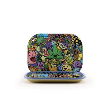 Euphoria Rolling Tray Set in der Small Variante mit buntem Whimsical Design und passendem Metalldeckel