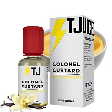 T-Juice Colonel Custard 30ml Aroma Flasche mit klassischem Vanillepudding-Design
