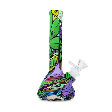 Euphoria Silicon Bong Whimsical aus buntem Silikon auf hellem Hintergrund