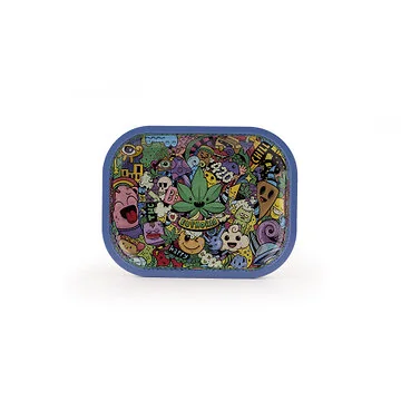 Euphoria Metal Rolling Tray Whimsical Drehunterlage aus Metall mit buntem psychedelischem Motiv