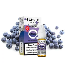 ELFLIQ Blueberry Nikotinsalz Liquid Flasche mit Blaubeer-Geschmack für E-Zigaretten