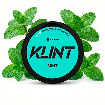 Klint Mint Nicotine Pouches im Slim-Format vor neutralem Hintergrund