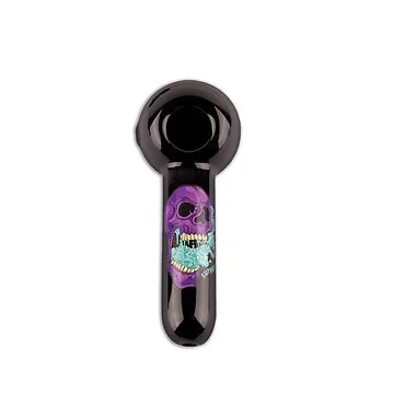 Euphoria Premium Glas Pipe Skull Handpfeife aus Borosilikatglas mit schwarzem Schaumstoff-Schutz