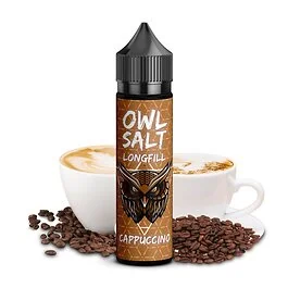 OWL Salt Cappuccino Aroma Longfill 10 ml in 60 ml Flasche mit Kaffeebohnen-Etikett