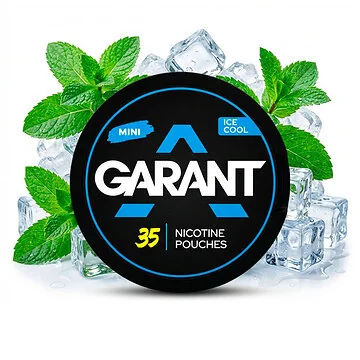 Garant Ice Cool Mini Dose mit tabakfreien Nikotinbeuteln vor hellem Hintergrund